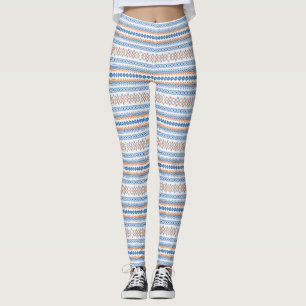 Söt blå orange Aztec- tribal motivmönster Leggings