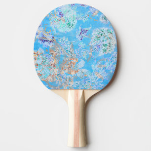 Söt blå pastellfärgad blommig bandana pingisracket
