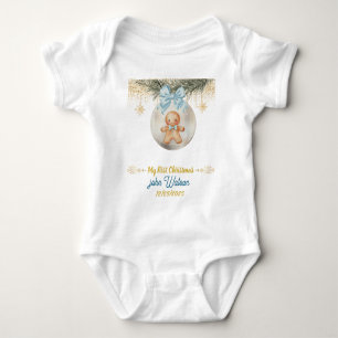Söt blå pepparkaks pojke Min första jul T Shirt