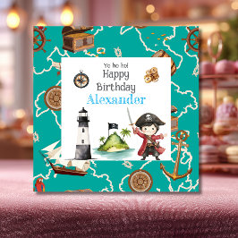 Söt blå pirat barnkalender kort