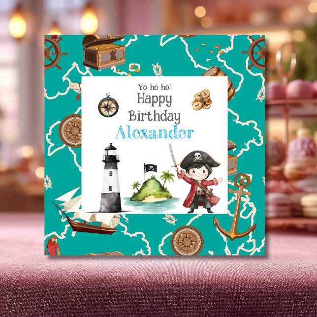 Söt blå pirat barnkalender kort (Skapare uppladdad)