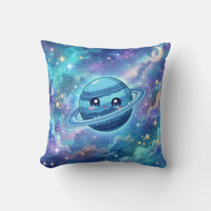 Söt blå planet galax kudde
