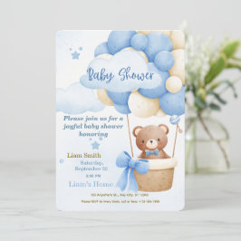 Söt Blå Pojk Bebis Babyshower Inbjudan