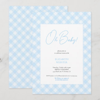 Söt blå pojke enkel baby shower-fest inbjudan