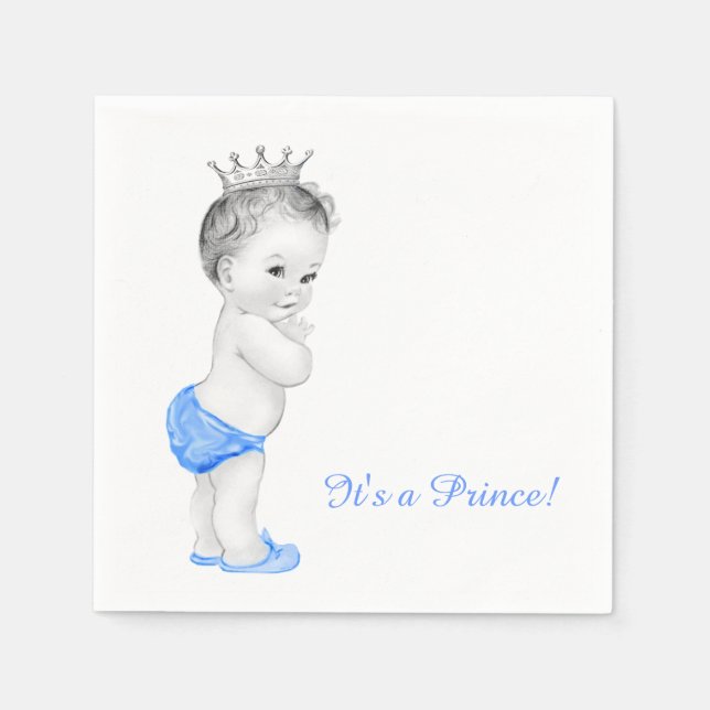 Söt Blå Prins Baby Shower Pappersservett (Framsidan)