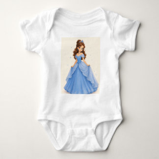 Söt blå prinsessa baby bodysuit t shirt