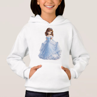 Söt blå prinsessa flicka hoodie t shirt