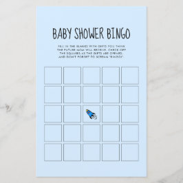 Söt blå raket baby pojke Baby shower Bingo spel