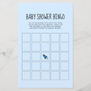 Söt blå raket baby pojke Baby shower Bingo spel