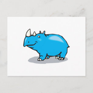 Söt blå rhino vykort