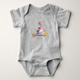 Söt blå rosa fågel blommig baby bodysuit t shirt
