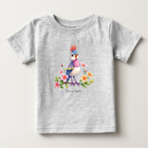 Söt blå rosa fågel Blommig baby-t-shirt