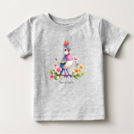 Söt blå rosa fågel Blommig baby-t-shirt T Shirt