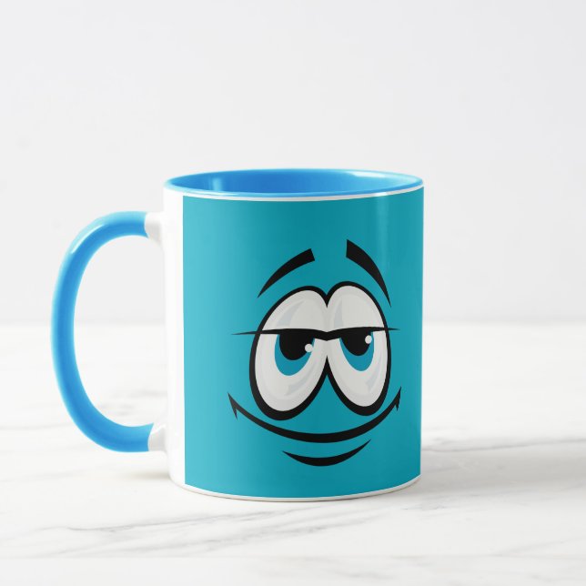 Söt blå seriefigur kaffemugg (Vänster)