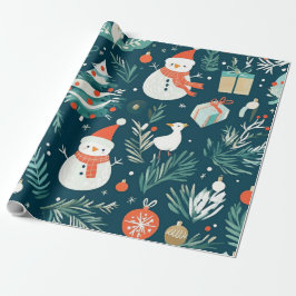 Söt blå snöman vinterpresent presentpapper