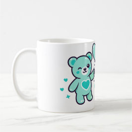 Söt Blå Teddygubbe Med Hjärta Kärlek Kaffemugg