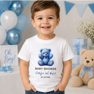 Söt Blå Teddygubbe Vintage Pojkbarn Dopp T Shirt