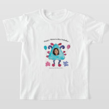 Söt blå triangeldjävulsk barn födelsedags t-shirt