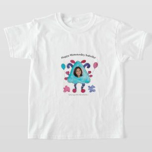 Söt blå triangeldjävulsk barn födelsedags t-shirt
