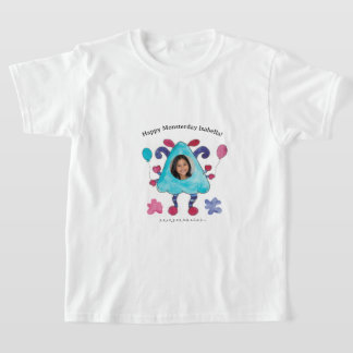 Söt blå triangeldjävulsk barn födelsedags t-shirt