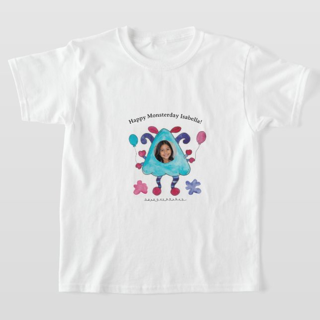 Söt blå triangeldjävulsk barn födelsedags t-shirt (Laydown)