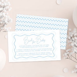 Söt blå vågig scallop-bok för baby boy shower tilläggskort