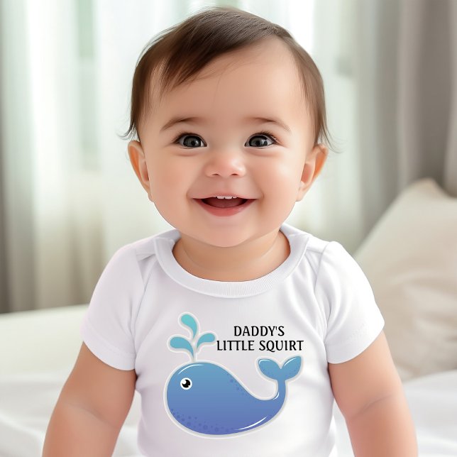 Söt blå val Liten strutte T Shirt (Cute "Daddy's Little Squirt" infant bodysuit)