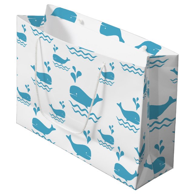 Söt Blå Val Sömlös Havsmönster (1) (Framsidan Vinklad)