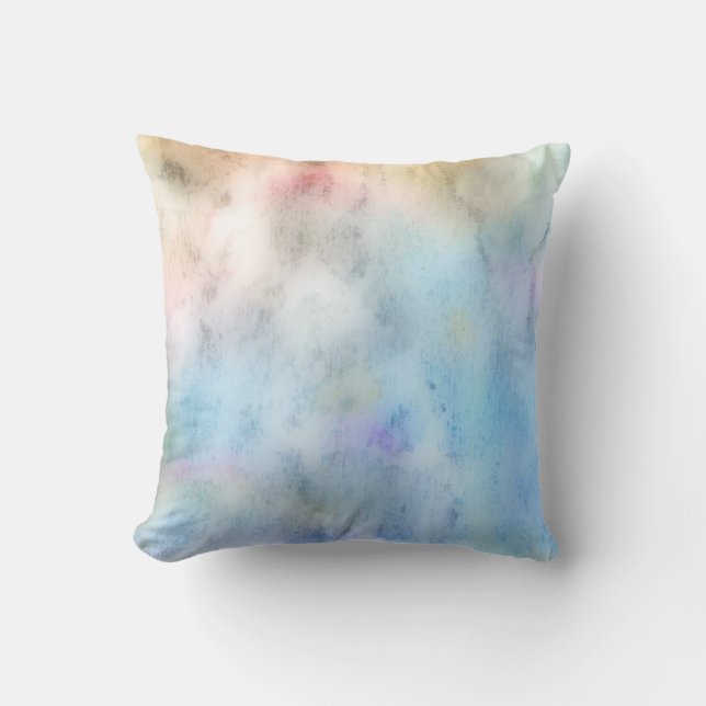söt blå vattenfärgsstolpe utformar hemdekantering kudde (Framsida)
