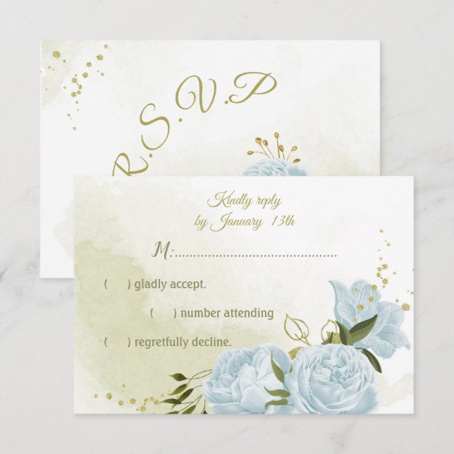 söt blåa blommor grönt löv botaniskt OSA kort (Fram/baksida)