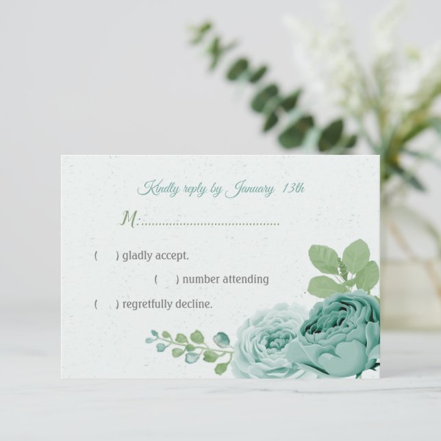 söt blåa blommor grönt löv OSA kort (Stående Fram)