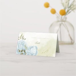 söt blåa blommor grönt löv placeringskort