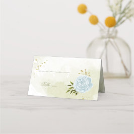 söt blåa blommor grönt löv placeringskort