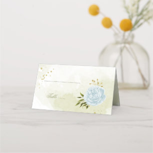 söt blåa blommor grönt löv placeringskort