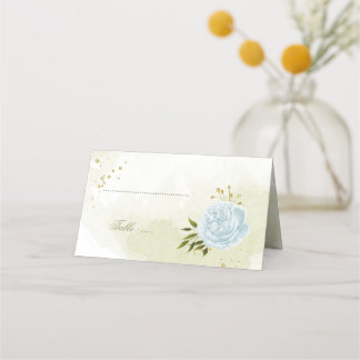 söt blåa blommor grönt löv placeringskort