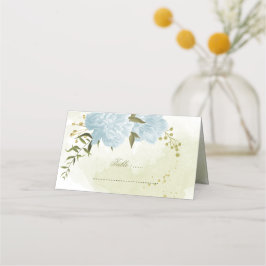 söt blåa blommor grönt löv placeringskort