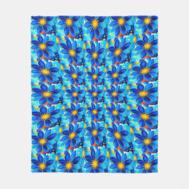 Söt Blåa blommor Mönster Fleecefilt