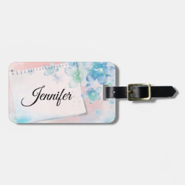 Söt Blåa blommor på Rosa Bagagebricka