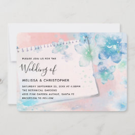 Söt Blåa blommor på Rosa Bröllop Inbjudningar