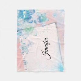 Söt Blåa blommor på Rosa Fleecefilt