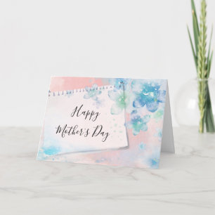 Söt Blåa blommor på Rosa Mors dag Kort