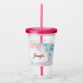 Söt Blåa blommor på Rosa Take Away Mugg