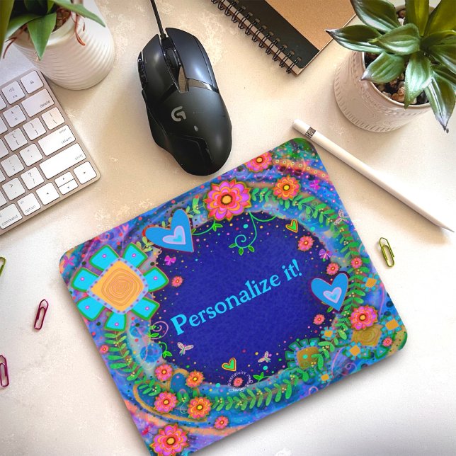 Söt Blåa blommor Personlig Inspirief Musmatta (Skapare uppladdad)