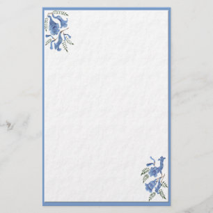 Söt Blåa blommor Stationery Brevpapper