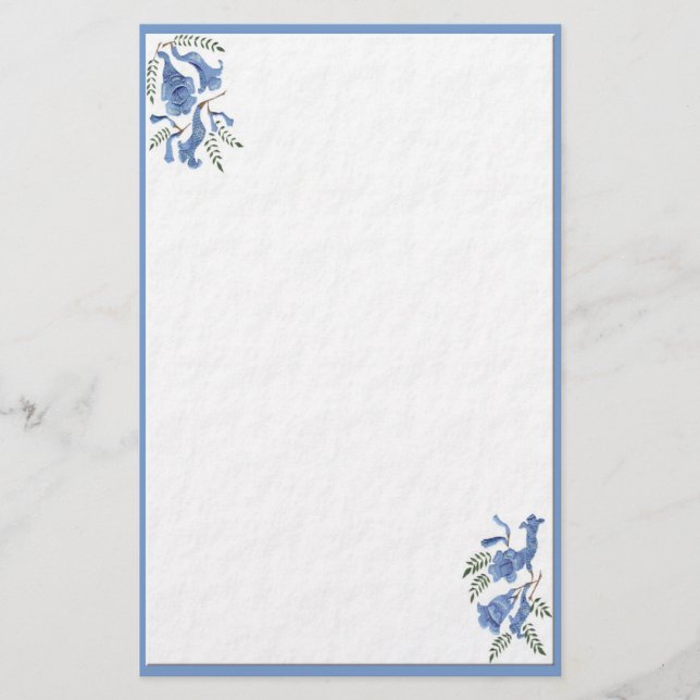 Söt Blåa blommor Stationery Brevpapper (Framsida)