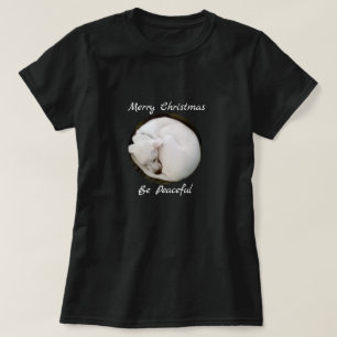 Söt Blåad vit Hund Fredlig jul T Shirt