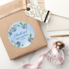 Söt blåbär, vattenfärg, babykläder, Tack Runt Klistermärke