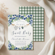 Söt Blåbärs Baby Shower Pojke Inbjudan