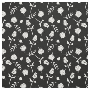 Söt Black and Vit ros Rosenknopp Blommigt Skriv u Tyg