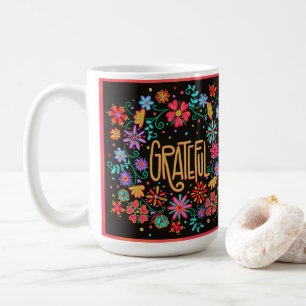 Söt Black Blommigt inspirerad av tacksamhet Kaffemugg